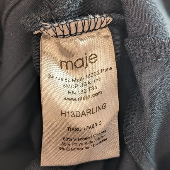 Maje H13 Darling Paneled Cap Sleeve Dress in Navy Blue - Picture 5 of 12